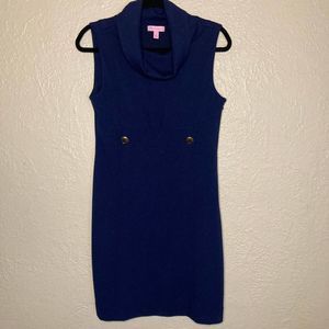 Lilly Pulitzer Women's Navy Finn Ponte Knit Cowl Neck Dress Size XS